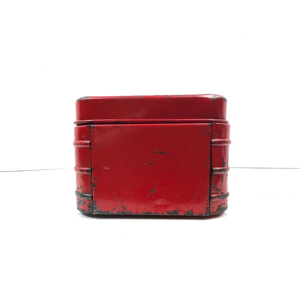Vtg 1940s Red Metal Tool box Little Pal Handy Kit Art Deco Tool Box Salvage